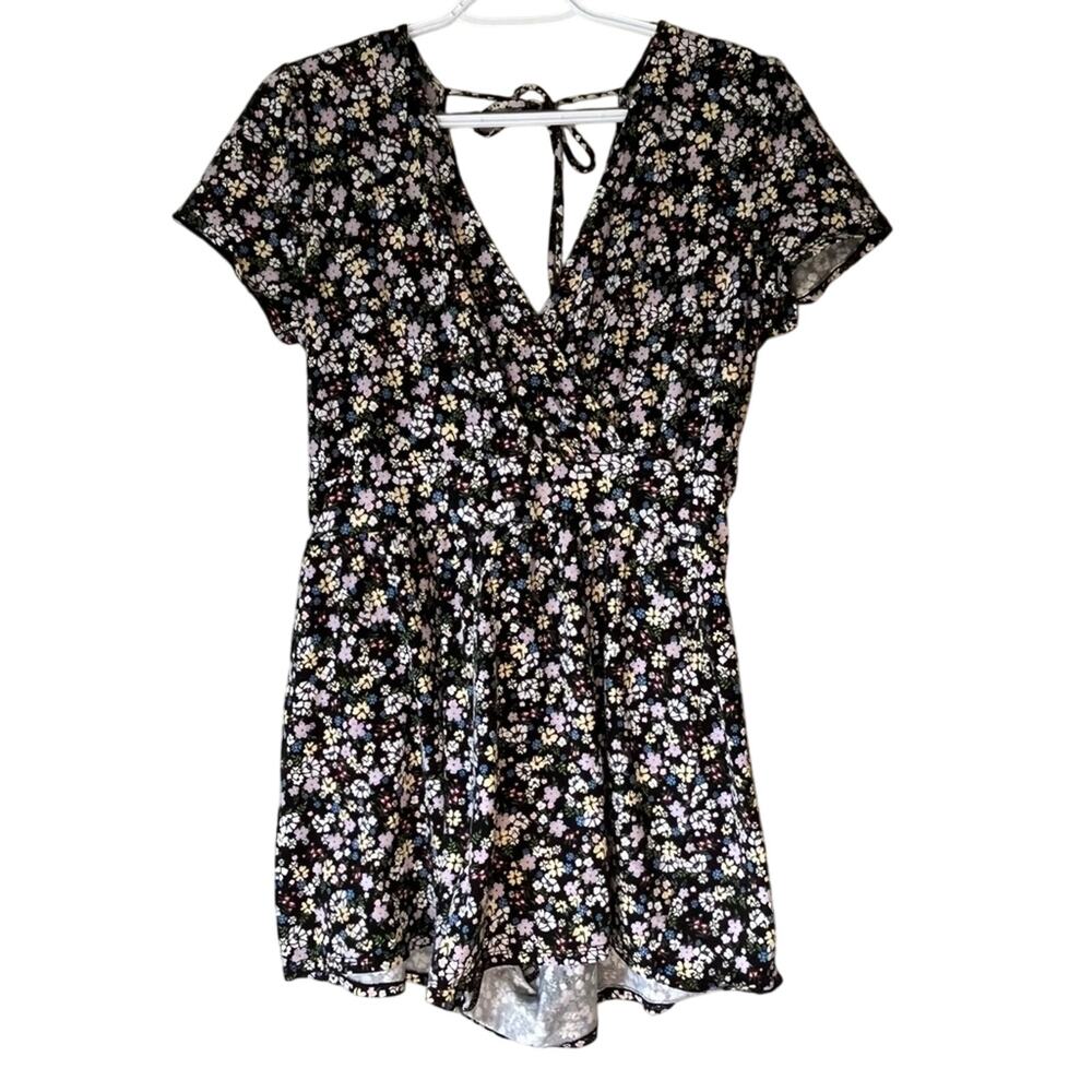 Divided H&M Black Floral Romper Size Medium